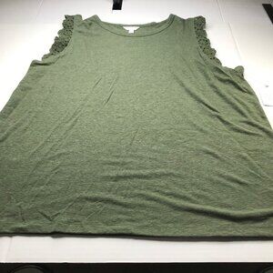 Time and Tru Women's Size 3XL 22 Crochet Trim Tank Top Green New With Tags
